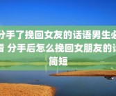 分手了挽回女友的话语男生必看 分手后怎么挽回女朋友的话简短