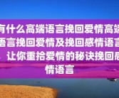 有什么高端语言挽回爱情高端语言挽回爱情及挽回感情语言，让你重拾爱情的秘诀挽回感情语言