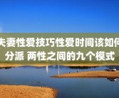 夫妻性爱技巧性爱时间该如何分派 两性之间的九个模式