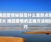 挽回爱情秘籍是什么重新点燃爱火 挽回爱情的正确方法和技巧