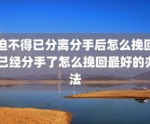 迫不得已分离分手后怎么挽回 已经分手了怎么挽回最好的办法