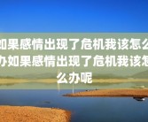 如果感情出现了危机我该怎么办如果感情出现了危机我该怎么办呢