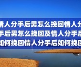 情人分手后男怎么挽回情人分手后男怎么挽回及情人分手后如何挽回情人分手后如何挽回