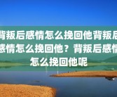 背叛后感情怎么挽回他背叛后感情怎么挽回他？背叛后感情怎么挽回他呢