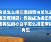 白羊怎么挽回摩羯男白羊怎么挽回摩羯男？教你成功挽回摩羯男生的心白羊怎么挽回摩羯男生