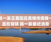 陈一发正面回应离婚传闻我一直在背锅 陈一发最近消息