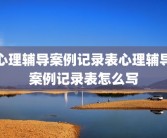 心理辅导案例记录表心理辅导案例记录表怎么写