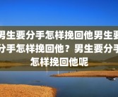 男生要分手怎样挽回他男生要分手怎样挽回他？男生要分手怎样挽回他呢