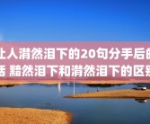 让人潸然泪下的20句分手后的话 黯然泪下和潸然泪下的区别