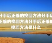分手后正确的挽回方法分手后正确的挽回方法分手后正确的挽回方法是什么