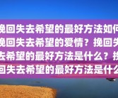 挽回失去希望的最好方法如何挽回失去希望的爱情？挽回失去希望的最好方法是什么？挽回失去希望的最好方法是什么