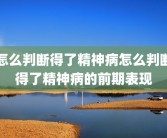 怎么判断得了精神病怎么判断得了精神病的前期表现