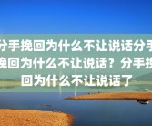 分手挽回为什么不让说话分手挽回为什么不让说话？分手挽回为什么不让说话了