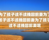 为了孩子该不该挽回前妻为了孩子该不该挽回前妻为了孩子该不该挽回前妻呢