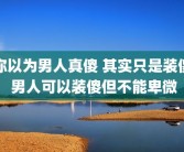 你以为男人真傻 其实只是装傻 男人可以装傻但不能卑微