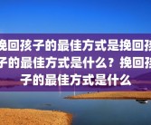 挽回孩子的最佳方式是挽回孩子的最佳方式是什么？挽回孩子的最佳方式是什么