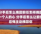 分手后怎么挽回前任怎样挽回一个人的心 分手后怎么让前任后悔主动挽回你