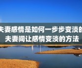 夫妻感情是如何一步步变淡的 夫妻间让感情变淡的方法