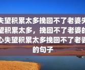 失望积累太多挽回不了老婆失望积累太多，挽回不了老婆的心失望积累太多挽回不了老婆的句子