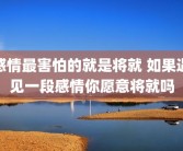 感情最害怕的就是将就 如果遇见一段感情你愿意将就吗