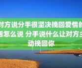 对方说分手很坚决挽回爱情的话怎么说 分手说什么让对方主动挽回你