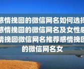 感情挽回的微信网名如何选择感情挽回的微信网名及女性感情挽回微信网名推荐感情挽回的微信网名女