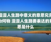 漫漫人生路中意义的意思究竟为何物 漫漫人生路要表达的意思是什么