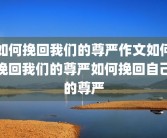 如何挽回我们的尊严作文如何挽回我们的尊严如何挽回自己的尊严