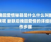 挽回爱情秘籍是什么什么叫断联呢 断联后挽回爱情的详细操作步骤