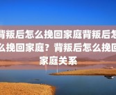 背叛后怎么挽回家庭背叛后怎么挽回家庭？背叛后怎么挽回家庭关系