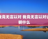我竟无言以对 我竟无言以对说明什么