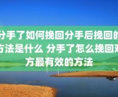 分手了如何挽回分手后挽回的方法是什么 分手了怎么挽回对方最有效的方法