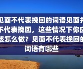 见面不代表挽回的词语见面并不代表挽回，这些情况下你应该怎么做？见面不代表挽回的词语有哪些