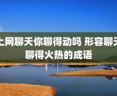 上网聊天你聊得动吗 形容聊天聊得火热的成语