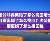 老公非要离婚了怎么挽回老公非要离婚了怎么挽回？老公非要离婚了怎么挽回他