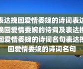 表达挽回爱情委婉的诗词表达挽回爱情委婉的诗词及表达挽回爱情委婉的诗词名句表达挽回爱情委婉的诗词名句