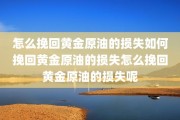 怎么挽回黄金原油的损失如何挽回黄金原油的损失怎么挽回黄金原油的损失呢