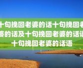 十句挽回老婆的话十句挽回老婆的话及十句挽回老婆的话语十句挽回老婆的话语