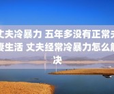 丈夫冷暴力 五年多没有正常夫妻生活 丈夫经常冷暴力怎么解决