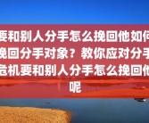 要和别人分手怎么挽回他如何挽回分手对象？教你应对分手危机要和别人分手怎么挽回他呢