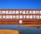 三种极品的妻子逼丈夫婚外恋 丈夫搞婚外恋妻子承受不住打击