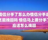 情侣分手了怎么办情侣分手后还能挽回吗 情侣马上要分手了应该怎么挽回