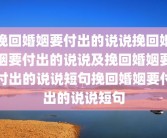 挽回婚姻要付出的说说挽回婚姻要付出的说说及挽回婚姻要付出的说说短句挽回婚姻要付出的说说短句