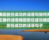 挽回前任成功的话语句如何用正确的话语挽回前任成功挽回前任成功的话语句子