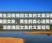 男生深夜挽回女友的文案深夜挽回女友，男生的真心话男生深夜挽回女友的文案短句