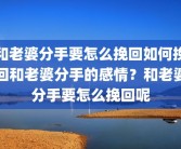 和老婆分手要怎么挽回如何挽回和老婆分手的感情？和老婆分手要怎么挽回呢