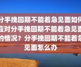 分手挽回期不能着急见面如何应对分手挽回期不能着急见面的情况？分手挽回期不能着急见面怎么办