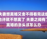 夫妻想离婚又舍不得看完这些也许就不想离了 夫妻之间有了离婚的念头该怎么办