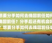 想要分手如何去挽回前任如何挽回前任？分手后还有机会吗？想要分手如何去挽回前任呢