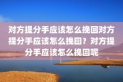 对方提分手应该怎么挽回对方提分手应该怎么挽回？对方提分手应该怎么挽回呢